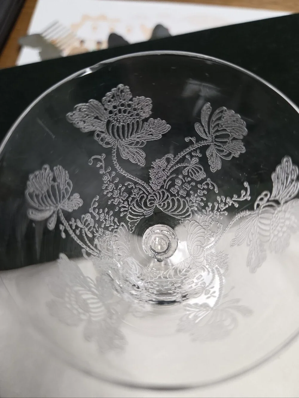 Fostoria Crystal Etched Floral Wine Water Goblet Glass -Clear in Shirley Pattern